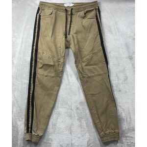 Modern Culture Jogger Pants Mens Small Beige Stretch Elastic Waist Cuffed